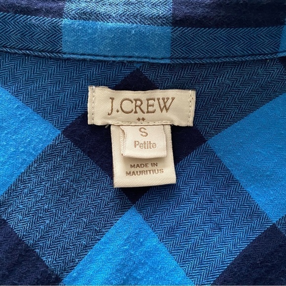 J CREW Blue Plaid Long Sleeve Shirt Women Top S/P Small Petite - Picture 4 of 4